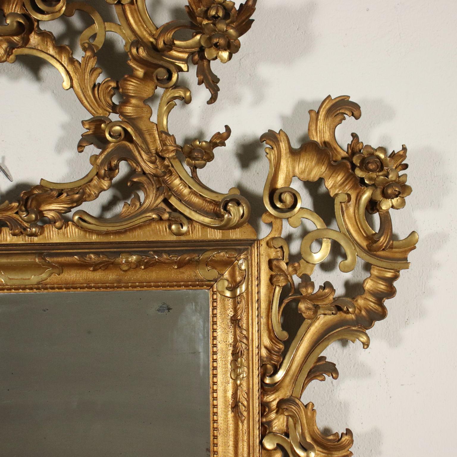 Carved Rocaille Mirror, Italy, Late 19th Century