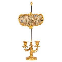 Paravent-Lampe im Rocaille-Stil aus vergoldeter Bronze, um 1880