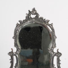 Versilberter Tischspiegel im Rocaille-Stil aus Metall, Periode Napoleon III.