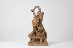 Rocaille-style terracotta sculpture, Children and Flowers. Circa 1850.