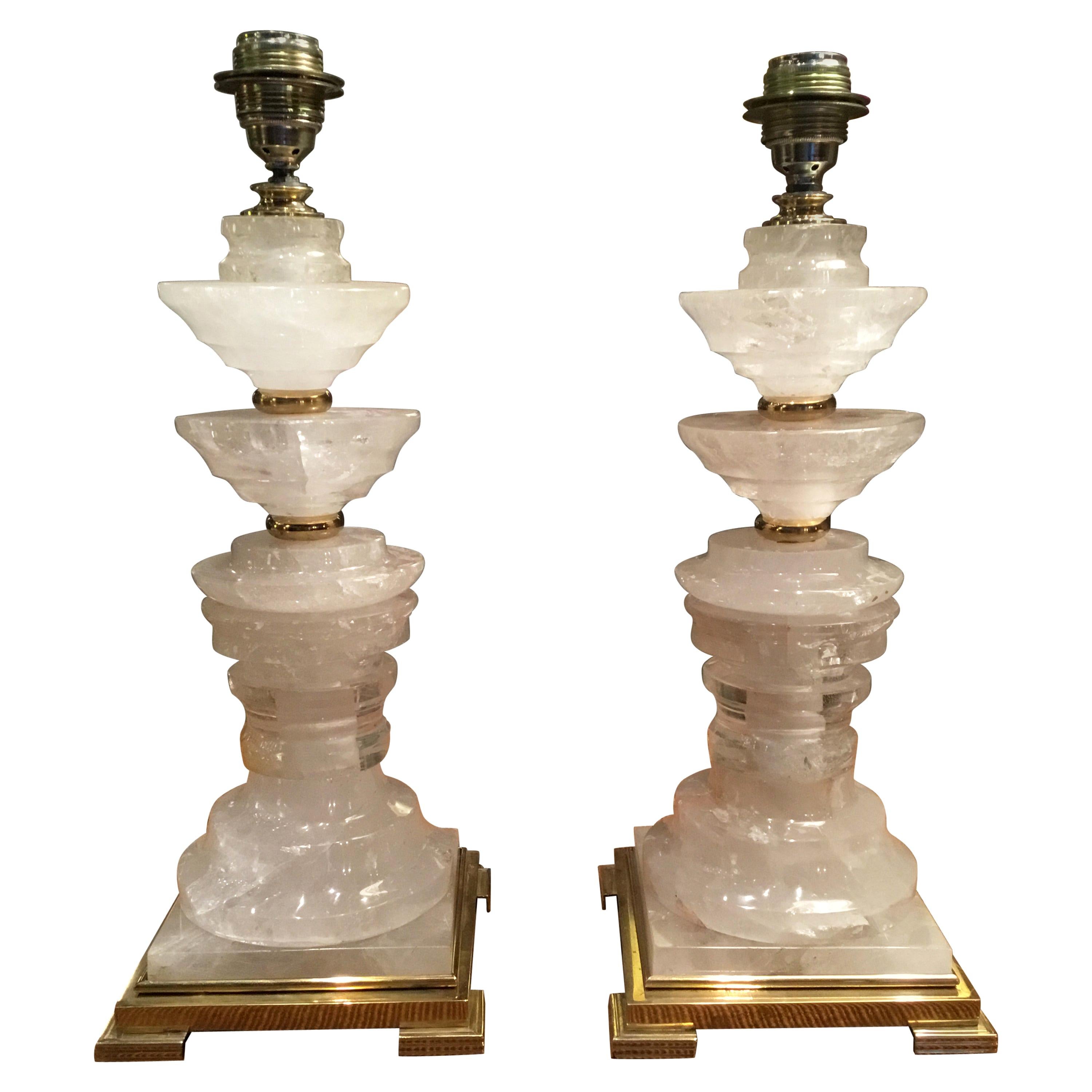 tischlampe "Rocca" aus Kristall und Messing:: handgefertigt in Italien von einem Kunsthandwerker im Angebot