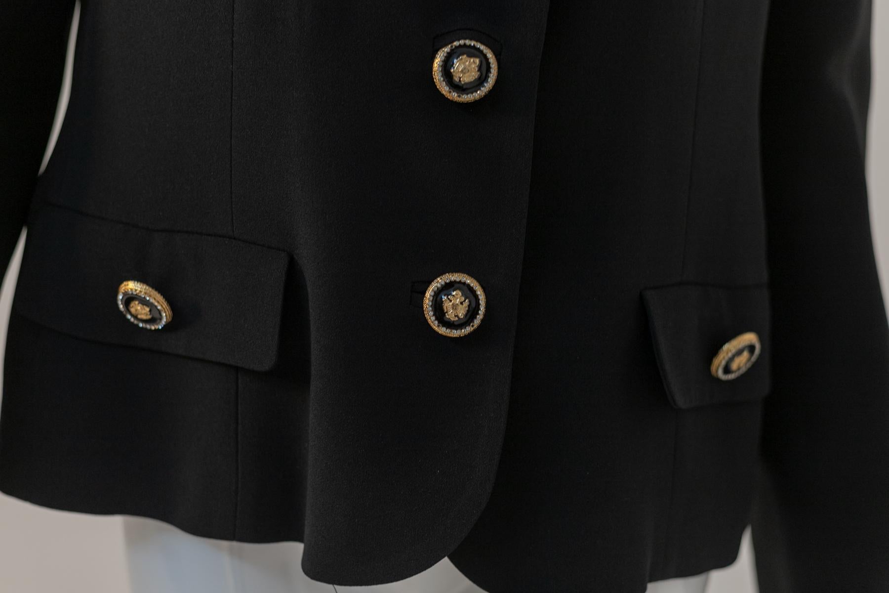 Rocco Barocco Elegant Vintage Black Jacket In Good Condition For Sale In Milano, IT