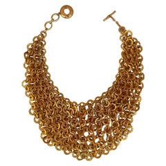 Rocco Barocco Gold Link 1980s Bib Necklace