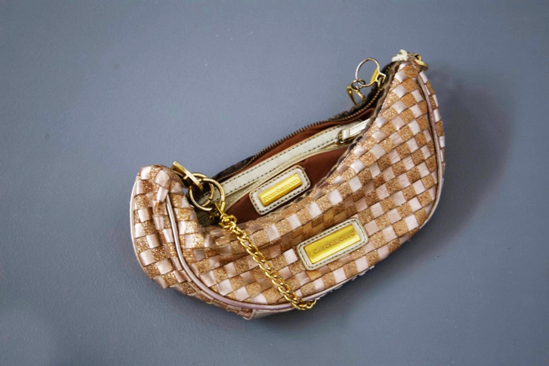 Rocco Barocco Vintage Glitzernde Stoffhandtasche im Angebot 7