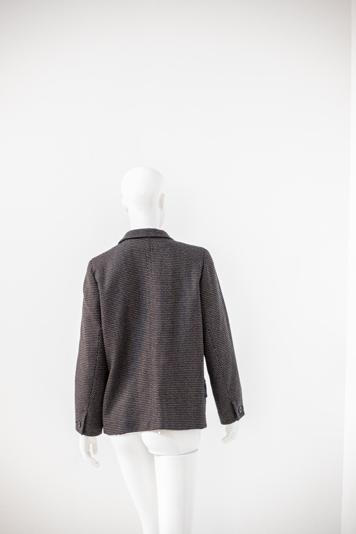 Rocco Barocco Vintage Polka Dot Black Wool Blazer For Sale 5