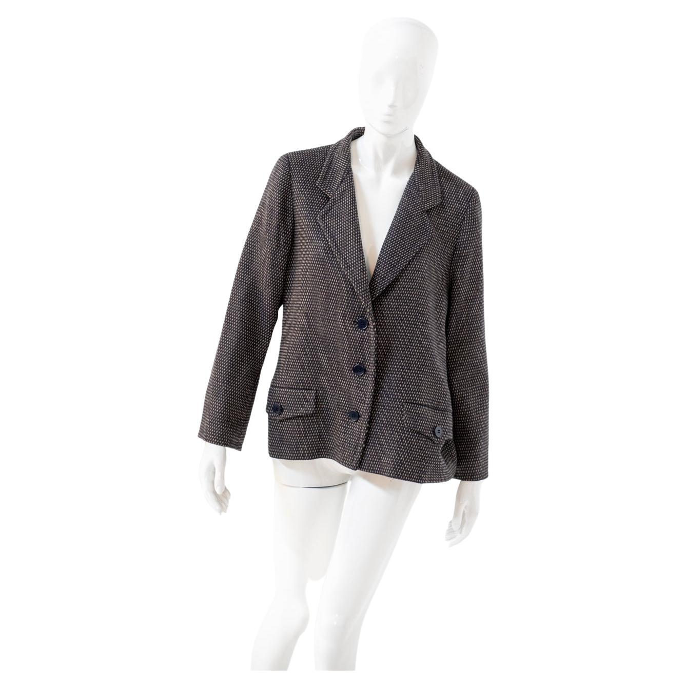 Rocco Barocco Vintage Polka Dot Black Wool Blazer For Sale