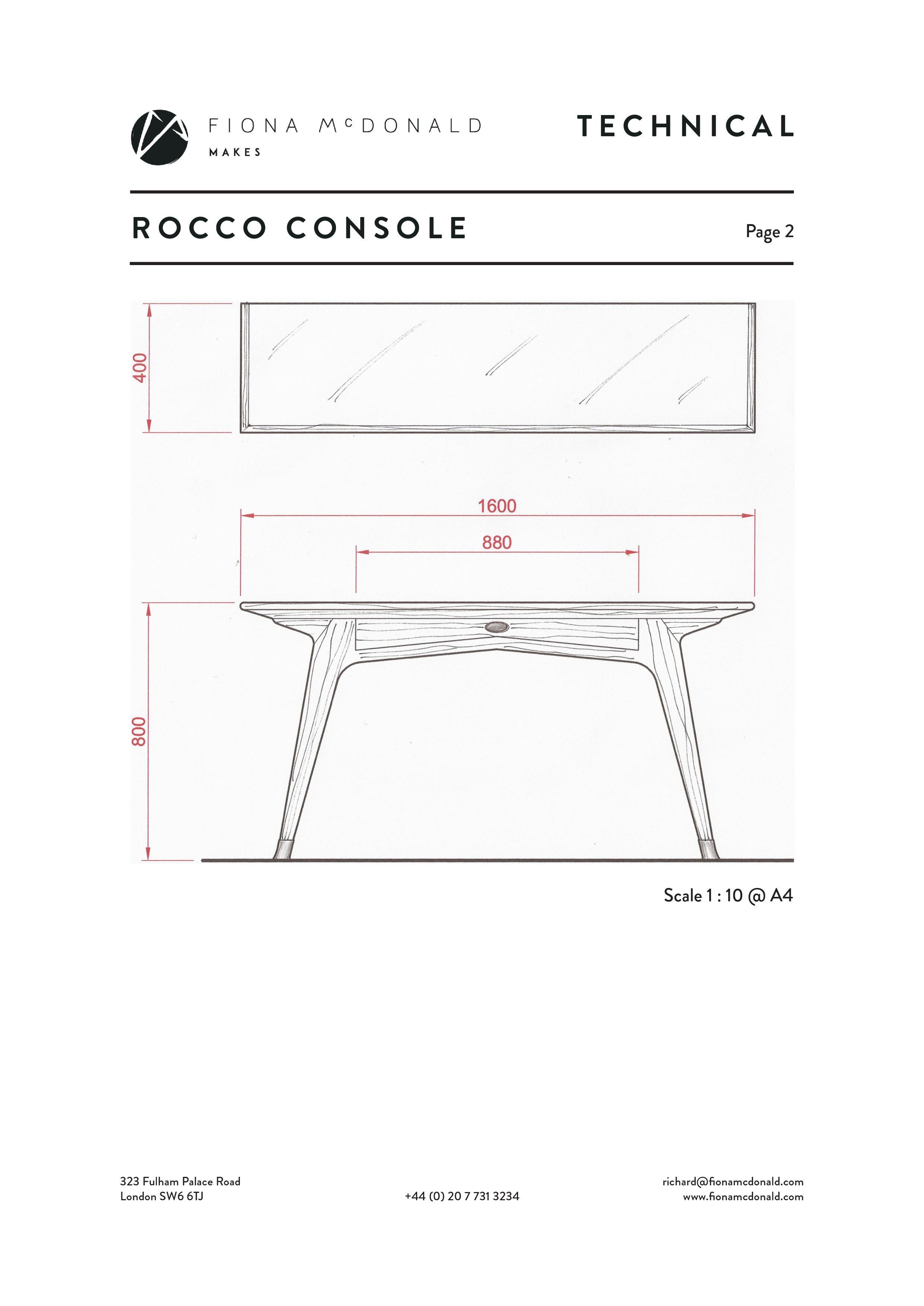 Rocco Console or Side Table - Bespoke - French Polished Walnut with Brass Feet For Sale 1