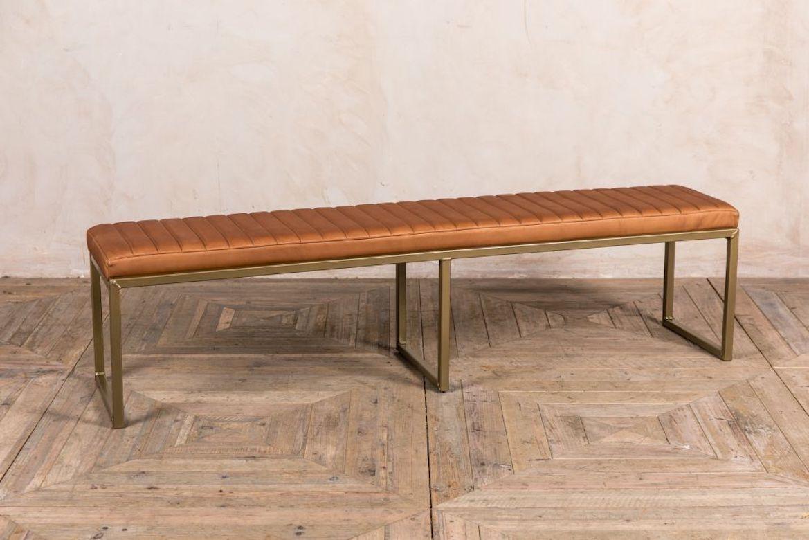 European Rocco Leather Dining Bench, 20th Century For Sale