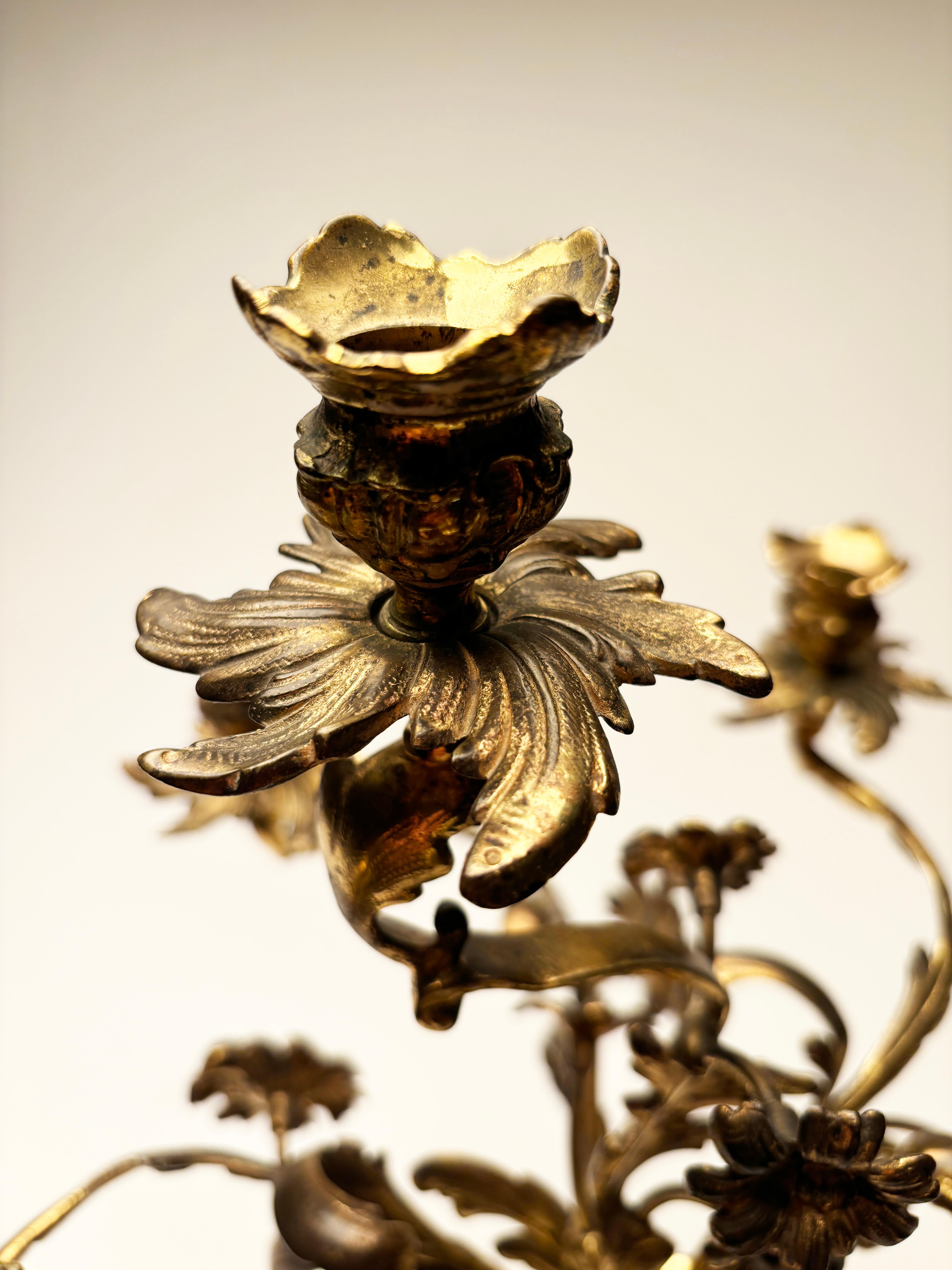 Sconosciuto Candelabro in bronzo stile Rocco con 6 bracci in vendita