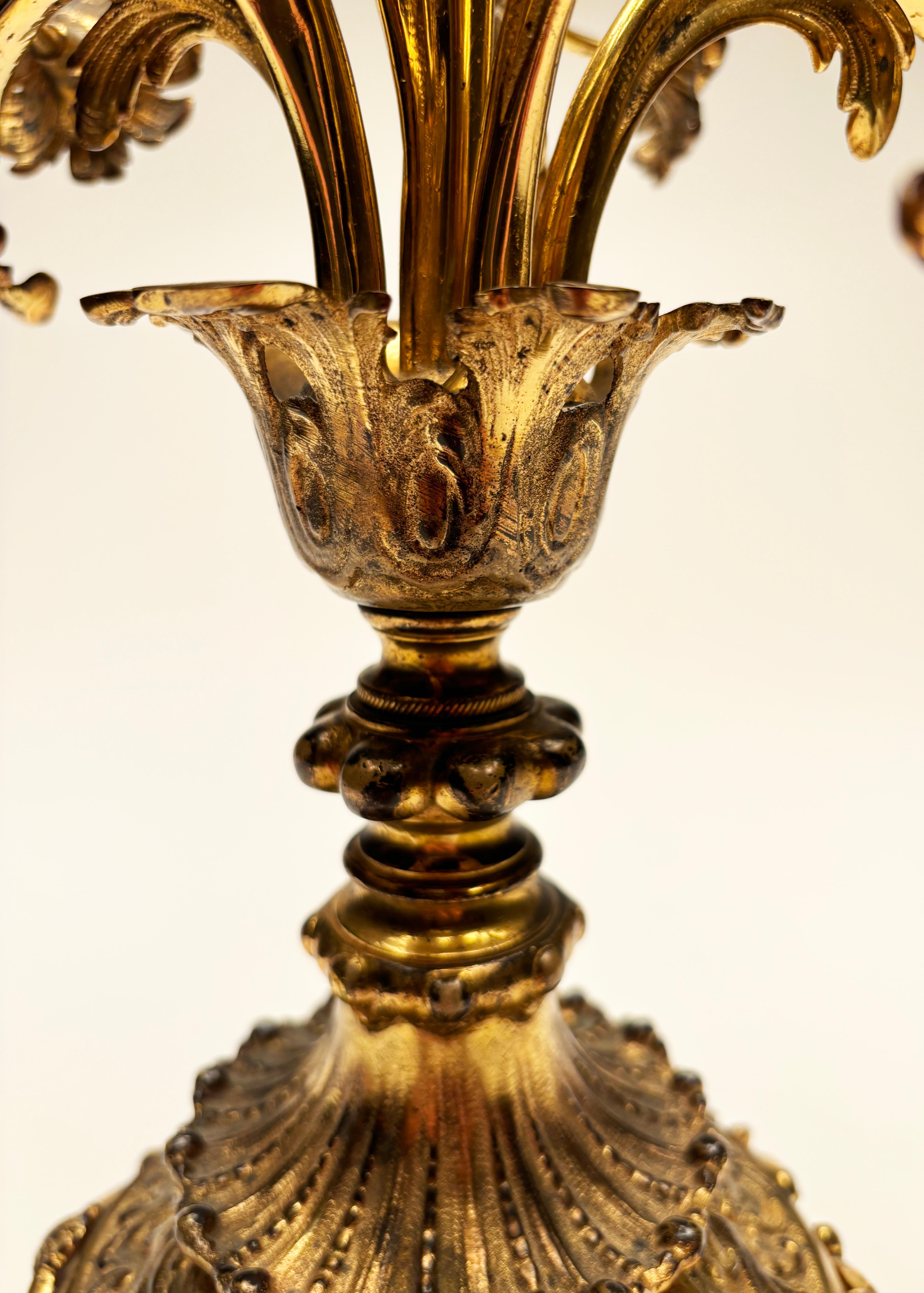 XX secolo Candelabro in bronzo stile Rocco con 6 bracci in vendita
