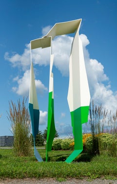 Série Parallax - Occluder - grande sculpture minimaliste en acier peint en poudre