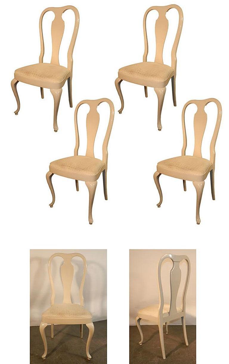 Italian Rocco Turzi Decoration, Four Queen Ann Style Chairs in Lacquered Wood circa 1970 For Sale