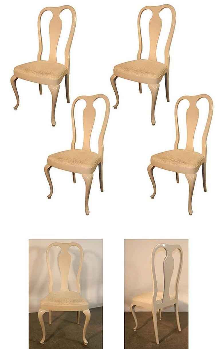 Rocco Turzi Decoration, Cuatro sillas estilo Queen Ann de madera lacada hacia 1970 Italiano en venta