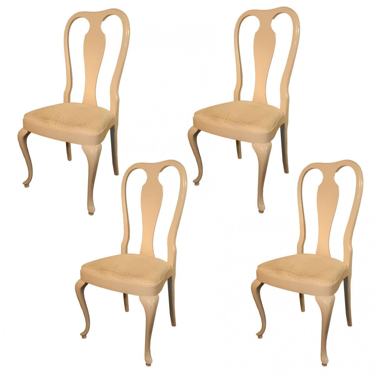 Laqué Rocco Turzi Decoration, Quatre chaises de style Queen Anne en Wood Wood laqué circa 1970 en vente