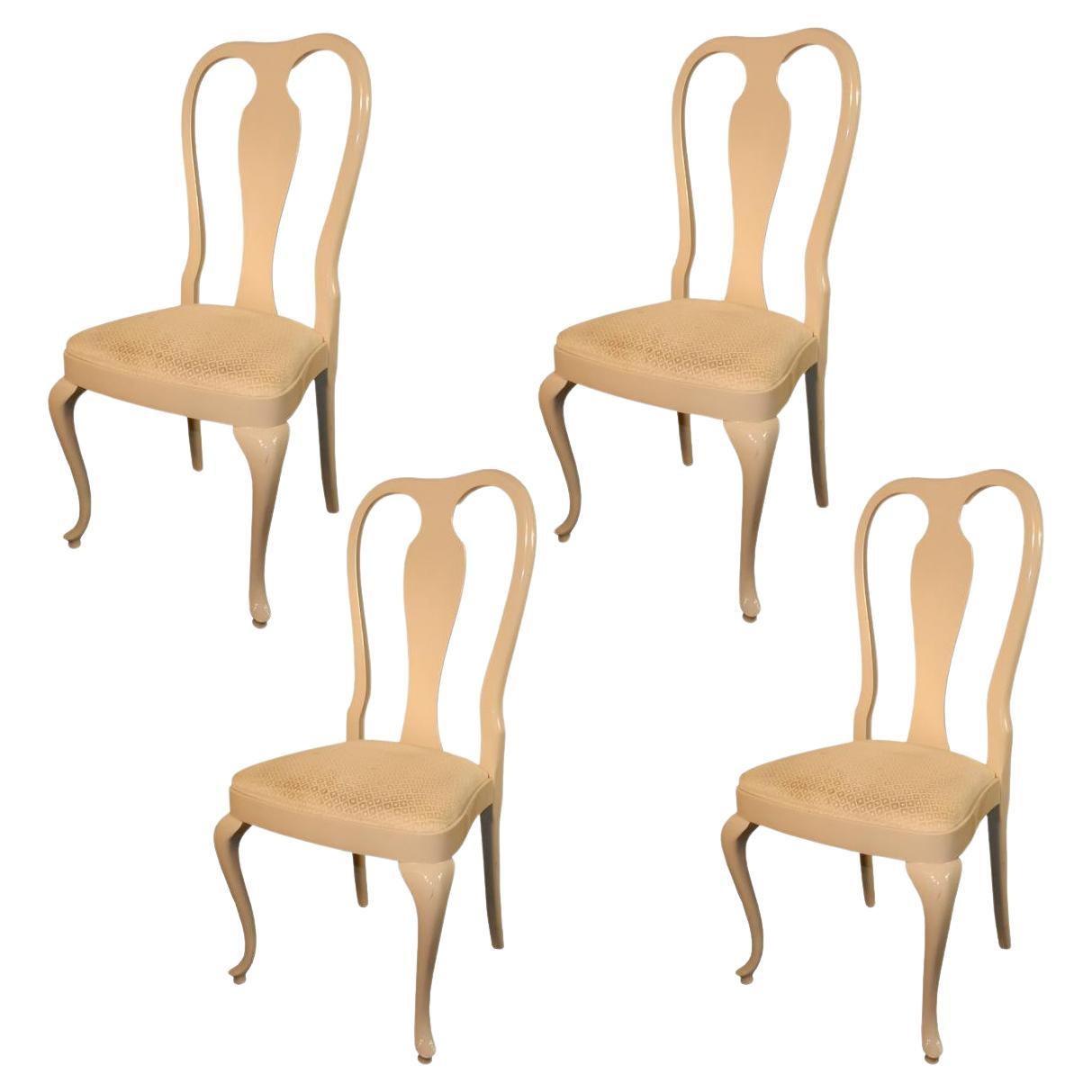 Rocco Turzi Decoration, Quatre chaises de style Queen Anne en Wood Wood laqué circa 1970 en vente