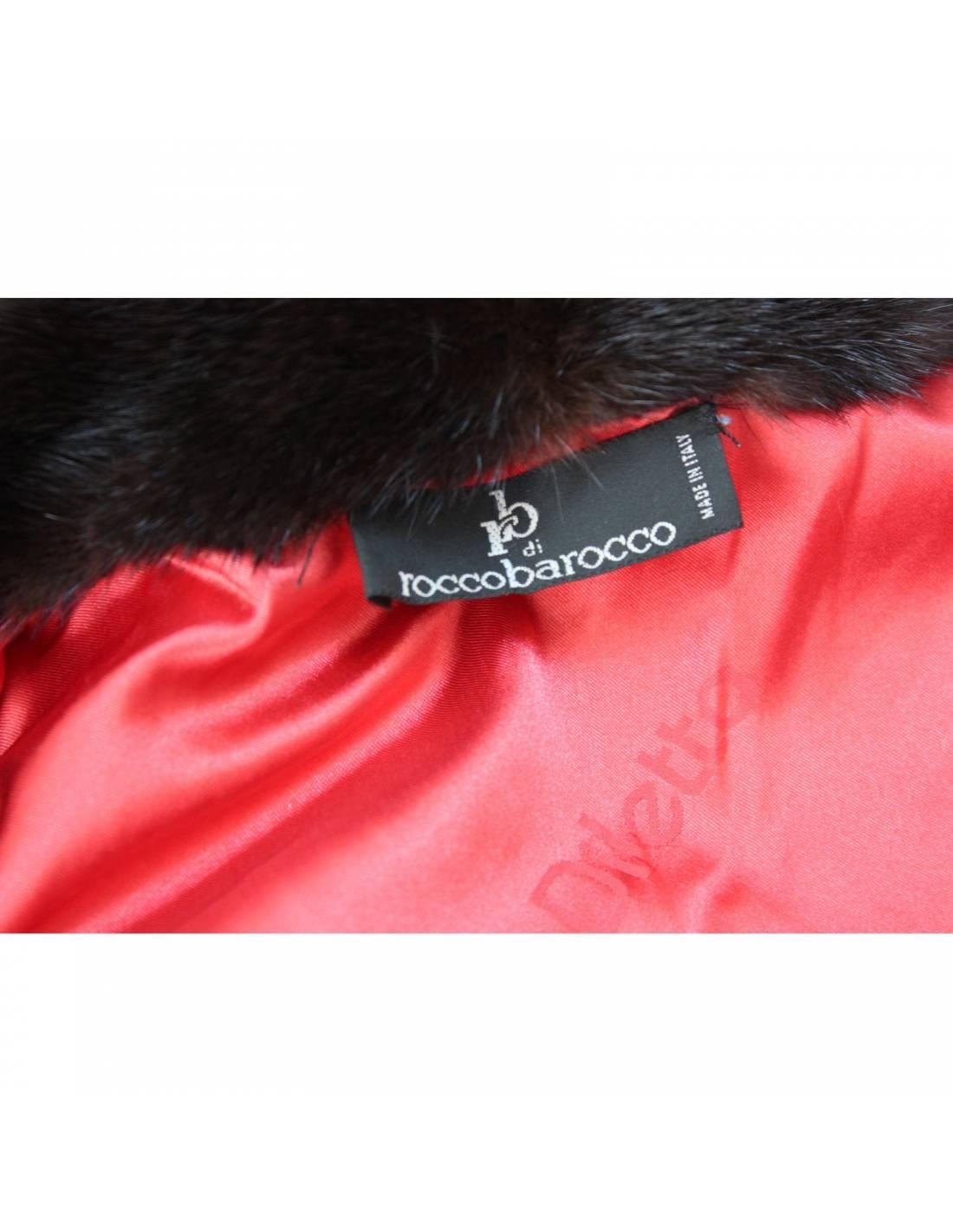 Roccobarocco Black Fur Faux Leather Biker Jacket In Excellent Condition In Brindisi, Bt