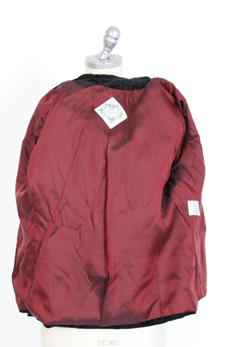 Roccobarocco Black Green Velvet Cotton Damask Floral Elegant Jacket at