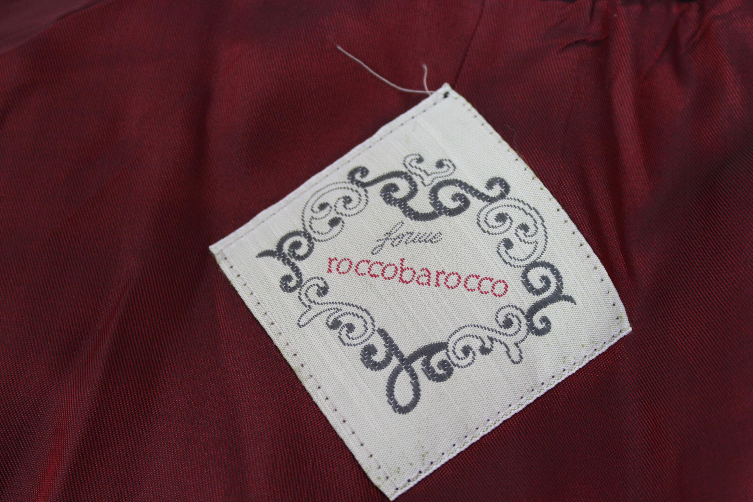 Women's Roccobarocco Black Green Velvet Cotton Damask Floral Elegant Jacket 