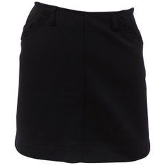 Roccobarocco 1990s Black Mini Skirt Size 42 Polyamide Acetate Italy