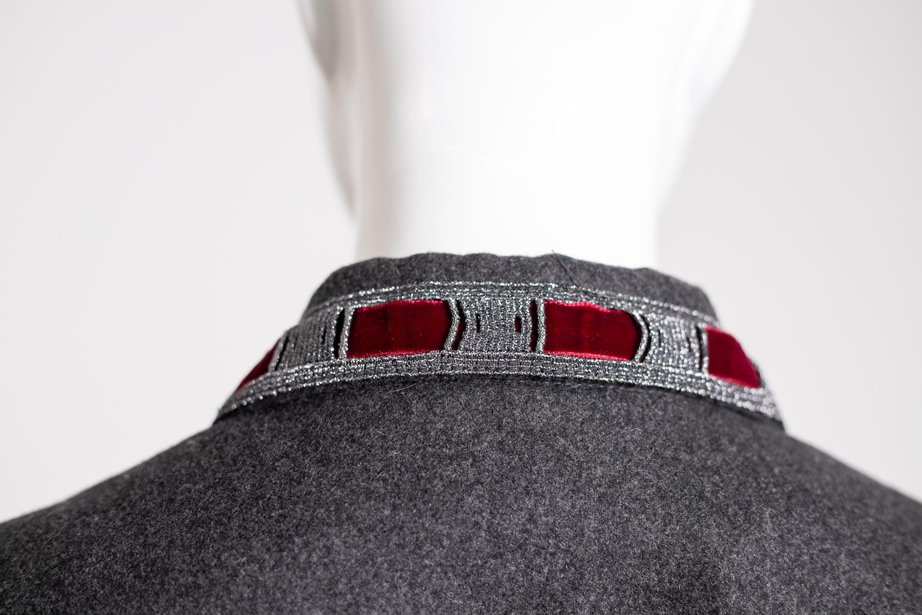 Black RoccoBarocco Jacket in Jeans and Red Velvet For Sale
