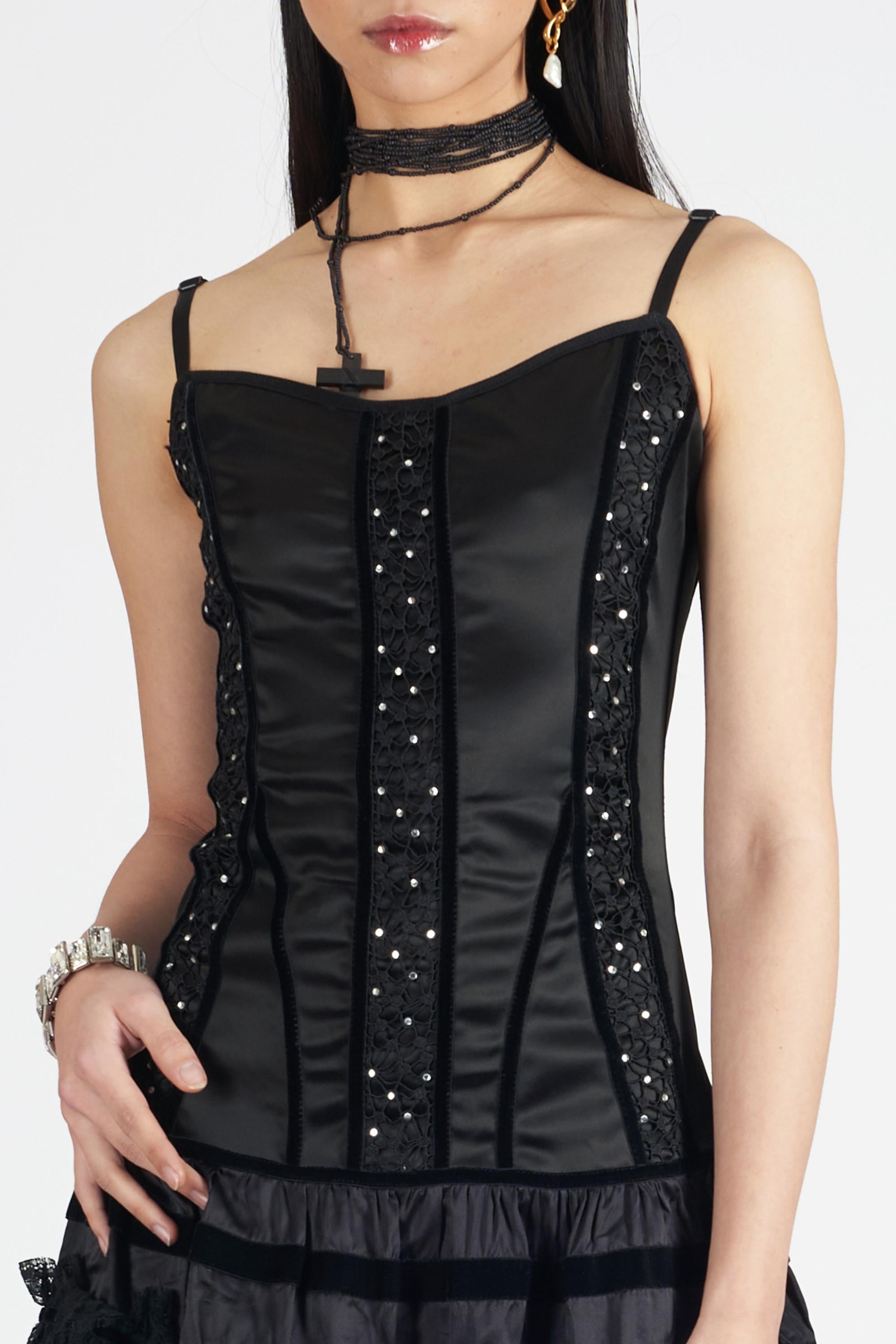Roccobarocco Vintage 2000’s Diamonte Corset Dress In Excellent Condition For Sale In London, GB