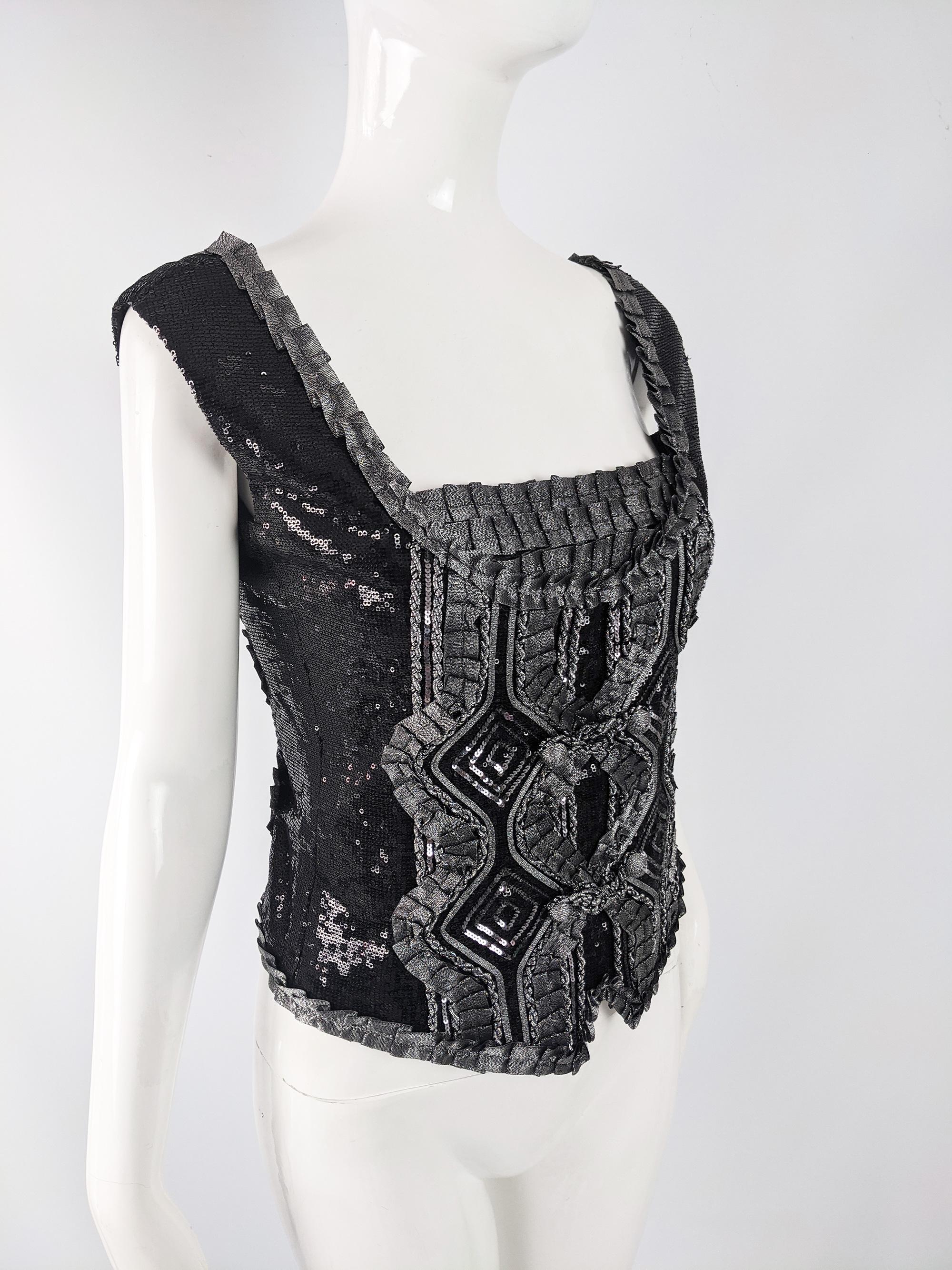 Roccobarocco Womens Hand Embroidered Sequin Bodice Party Top - NWT In New Condition In Doncaster, South Yorkshire