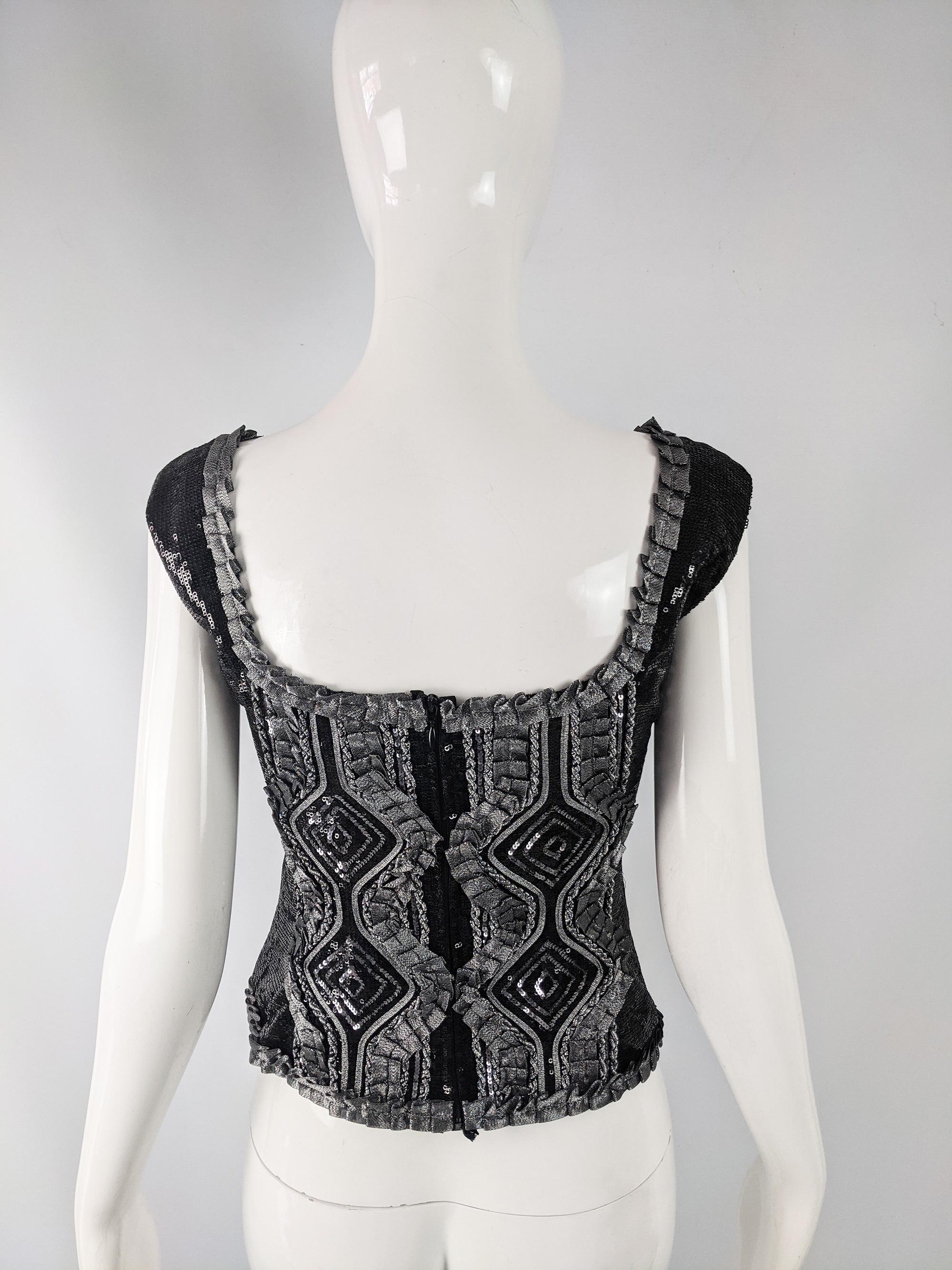 Women's Roccobarocco Womens Hand Embroidered Sequin Bodice Party Top - NWT