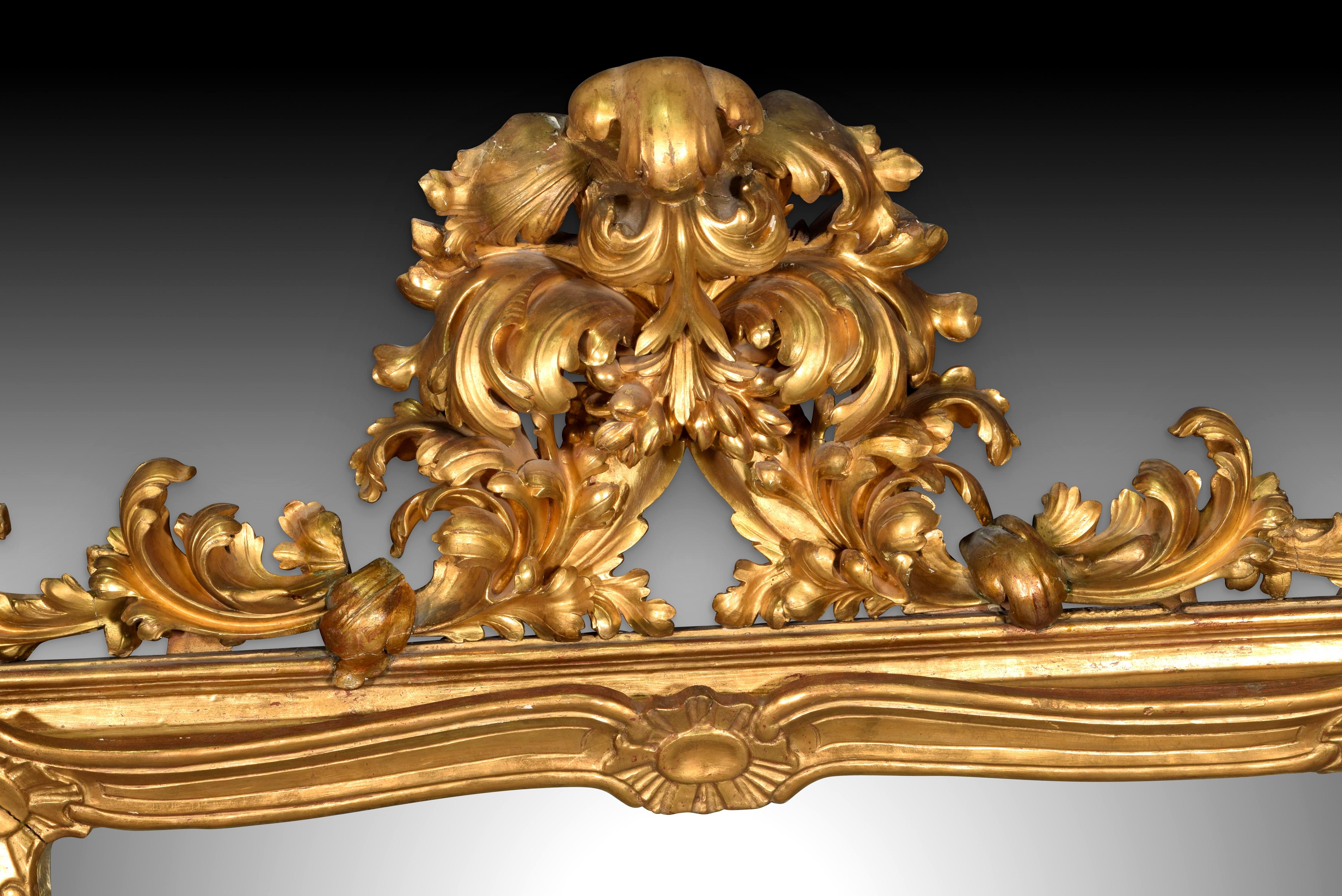 Roccoco Style Mirror, Wood, 19th Century In Good Condition For Sale In Madrid, ES