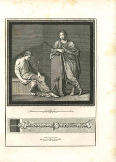 Peinture romaine antique - gravure originale de R. Pozzi, N. Vanni - 18ème siècle
