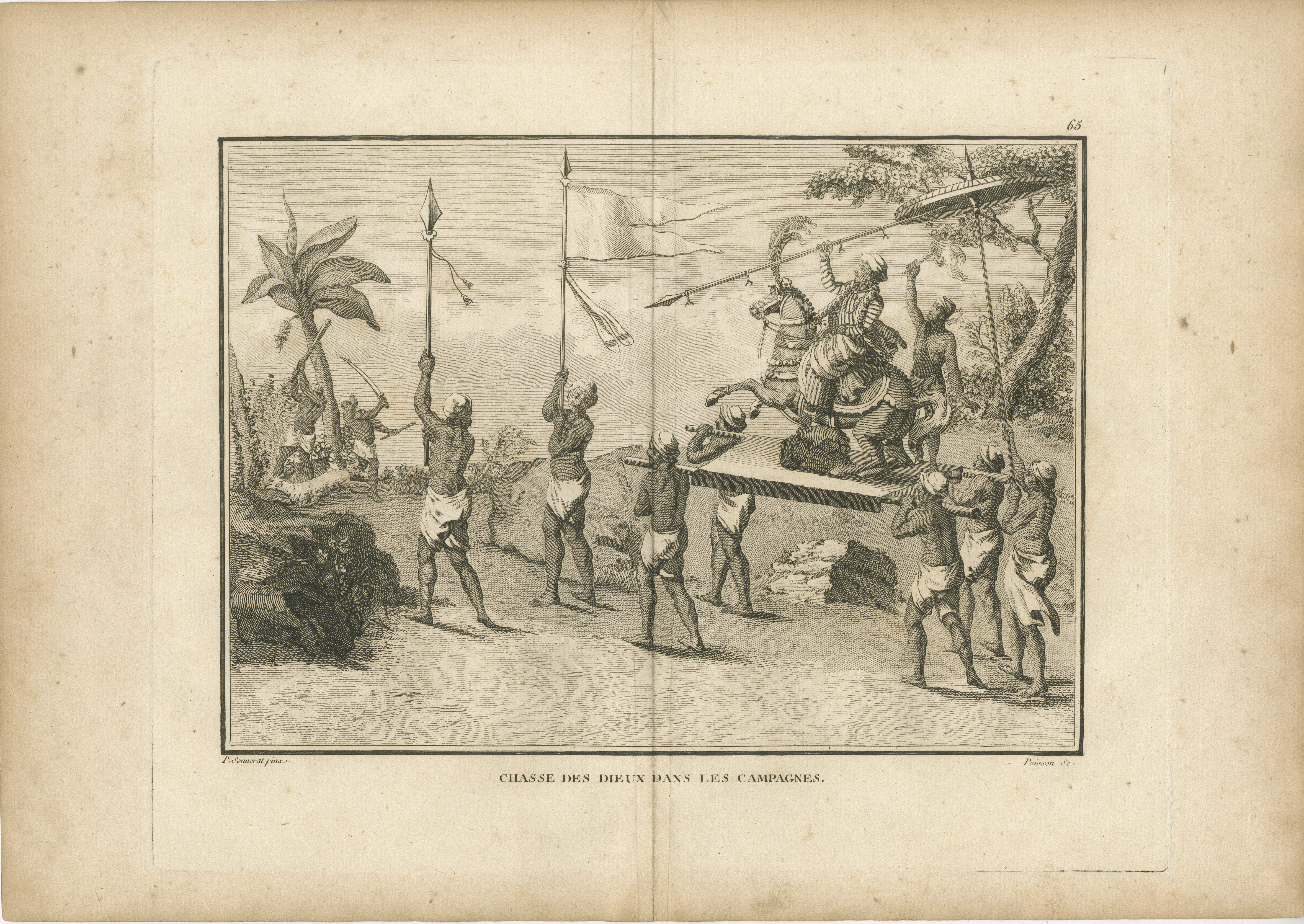 Procesión de Deidades por el Campo - Grabado según Sonnerat, 1806

Este detallado grabado antiguo representa una procesión ceremonial titulada 
