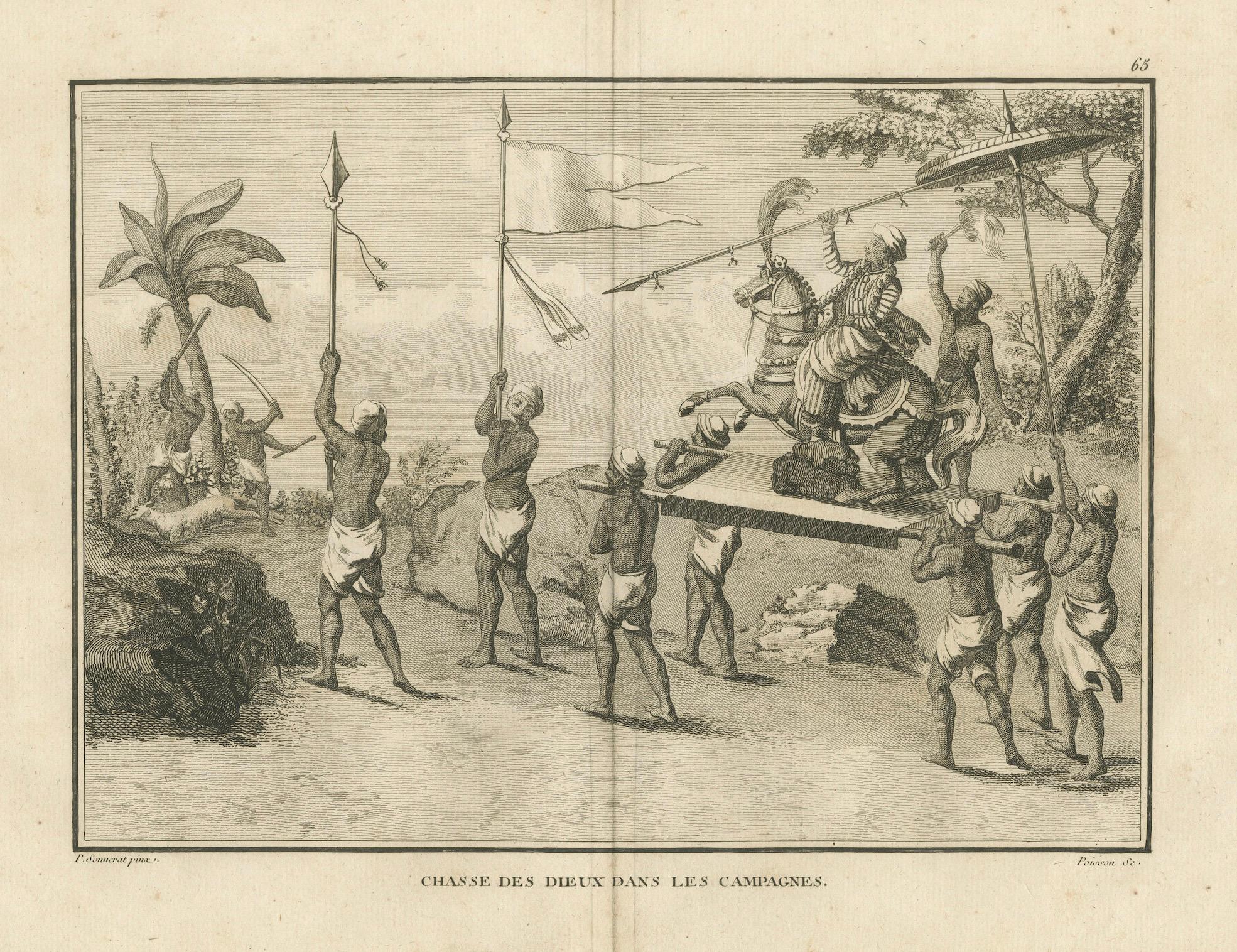 rocesión de Deidades por el Campo - Grabado según Sonnerat, 1806 en venta 2