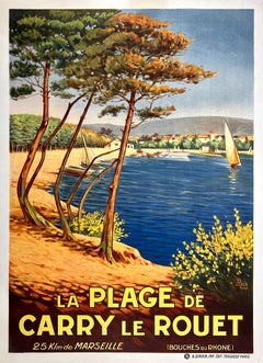 Originales Vintage-Poster „La Plage de Carry le Rouet“ von Roch, La Plage de Carry, 1920