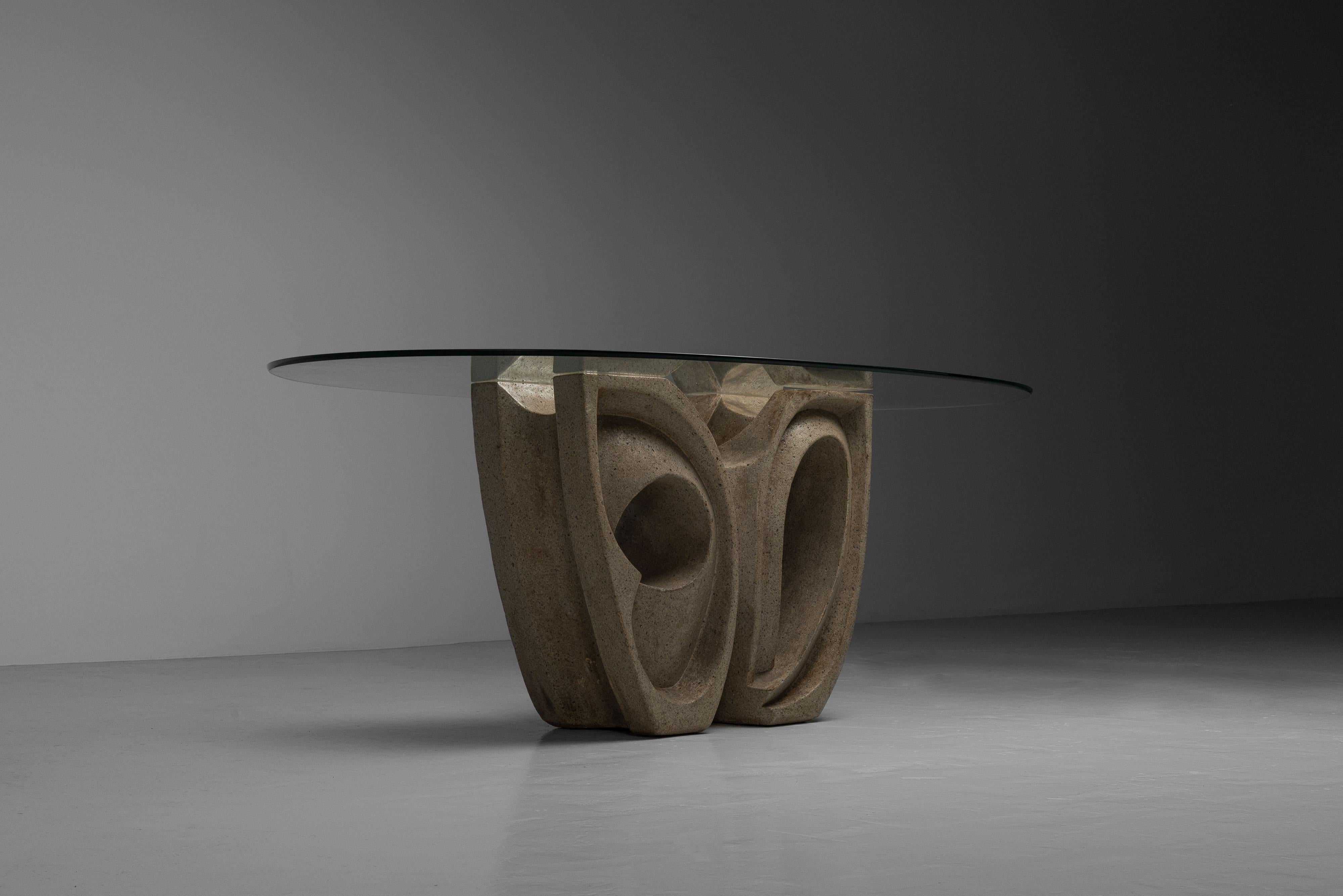 Verre Table de salle à manger sculpturale de Rocha Vivas Argentina 1960 en vente