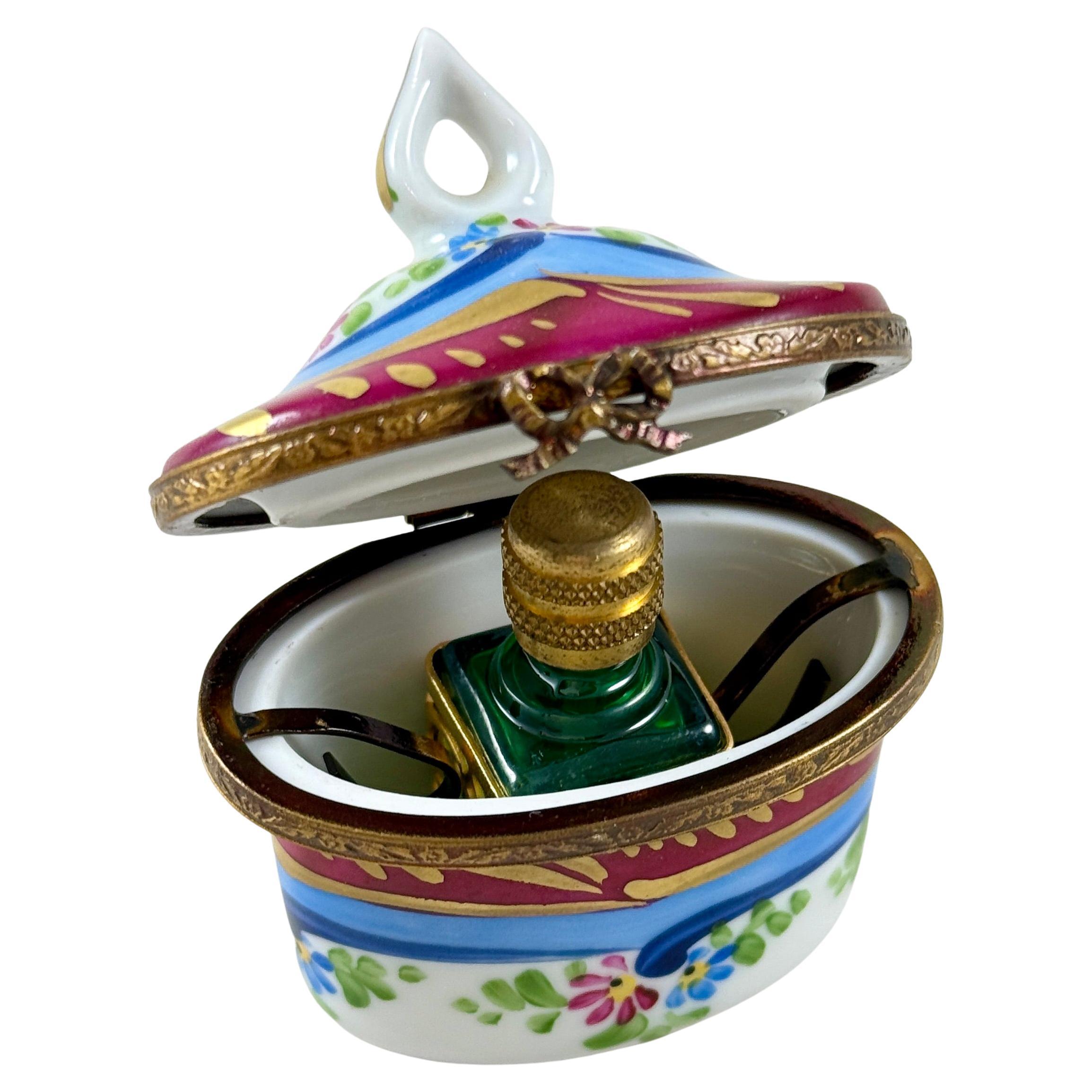 Frasco de perfume Rochard Limoges París en caja de porcelana