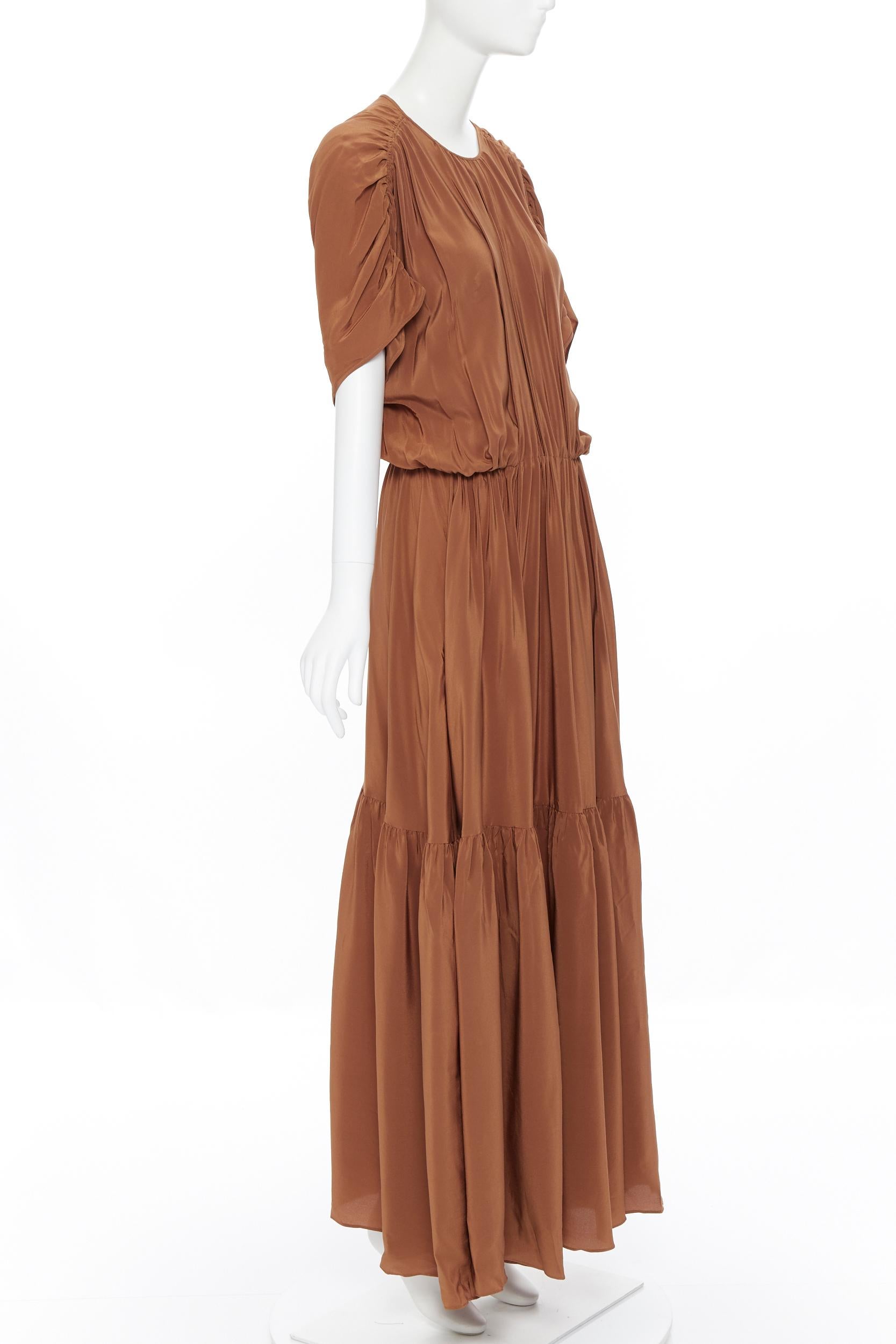 brown silk maxi dress