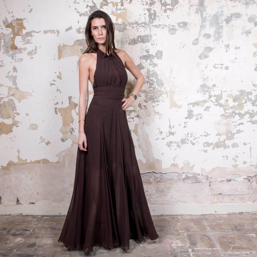 Black ROCHAS Backless Brown Dress For Sale