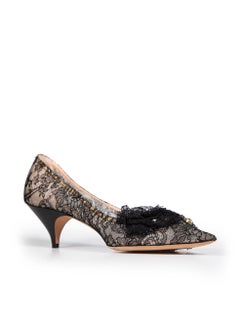 Rochas Black Floral Lace Low Heel Pumps Size IT 41