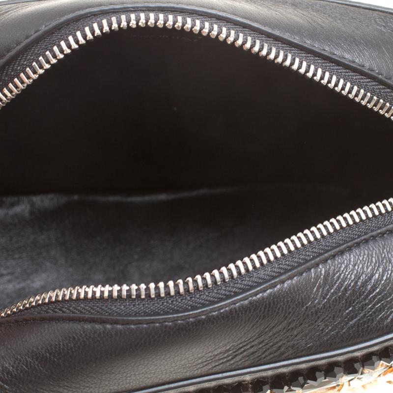 Rochas Black Leather Crystal Embellished Crossbody Bag 2