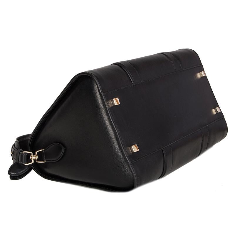 Women's ROCHAS black leather Duffle Satchel Tote Shoulder Bag