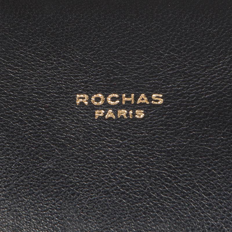 ROCHAS black leather Duffle Satchel Tote Shoulder Bag 3