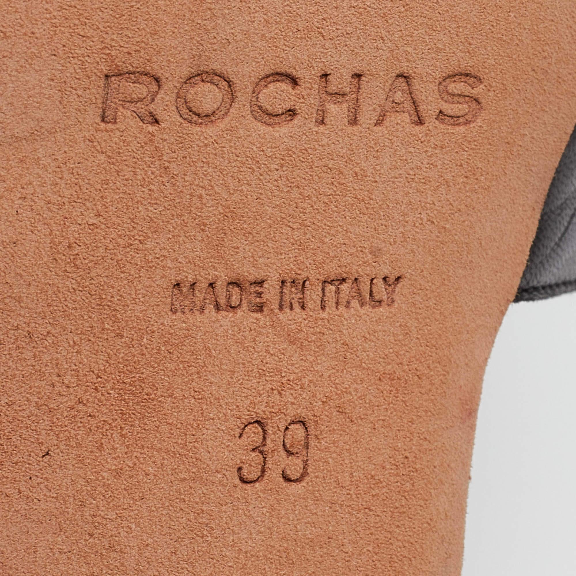 Rochas Black Leather Platform Ankle Strap Sandals Size 39 For Sale 3