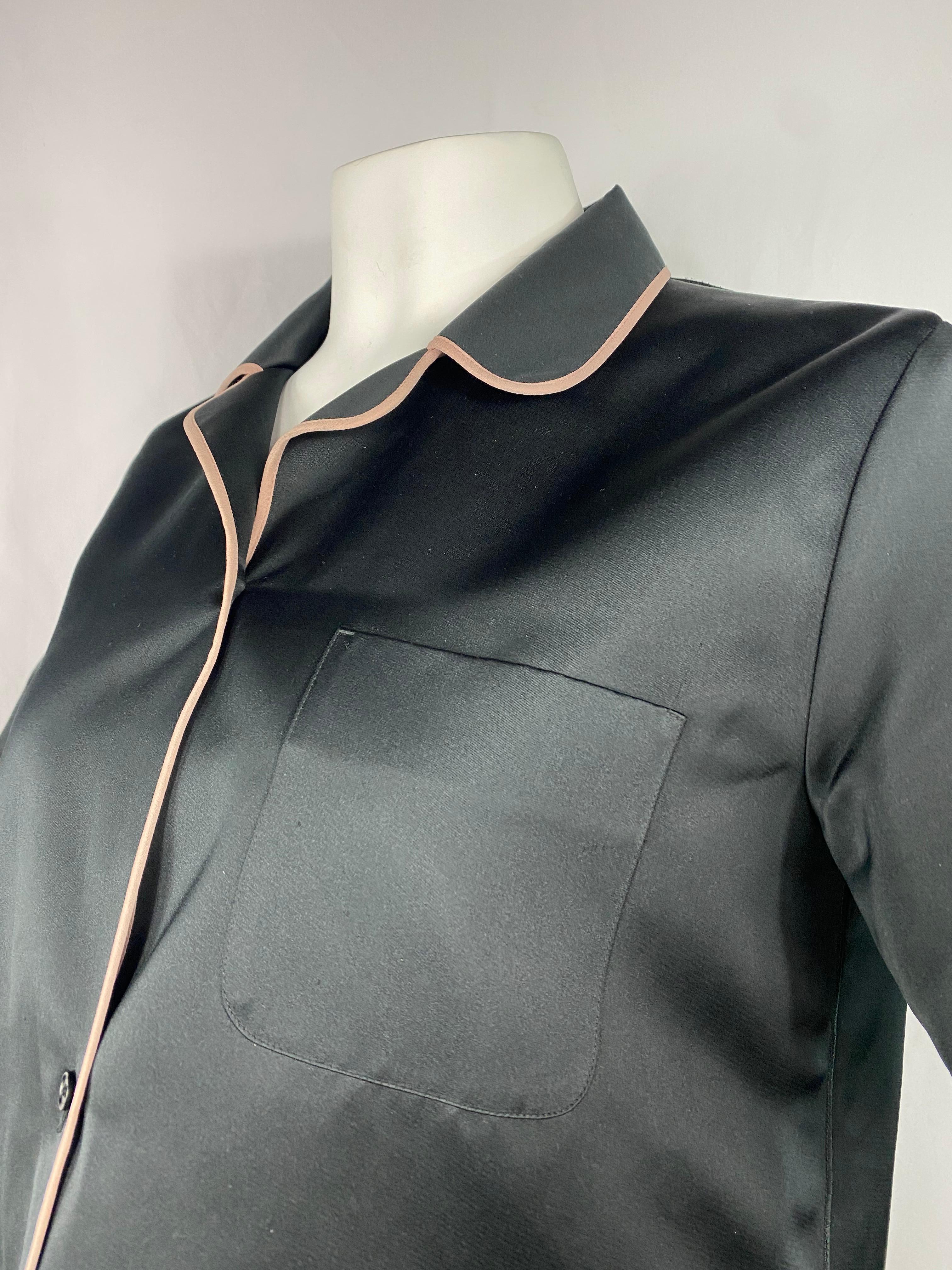 Rochas Negro Blusa Manga Corta Blusa Abotonada, Talla 42 en venta 3