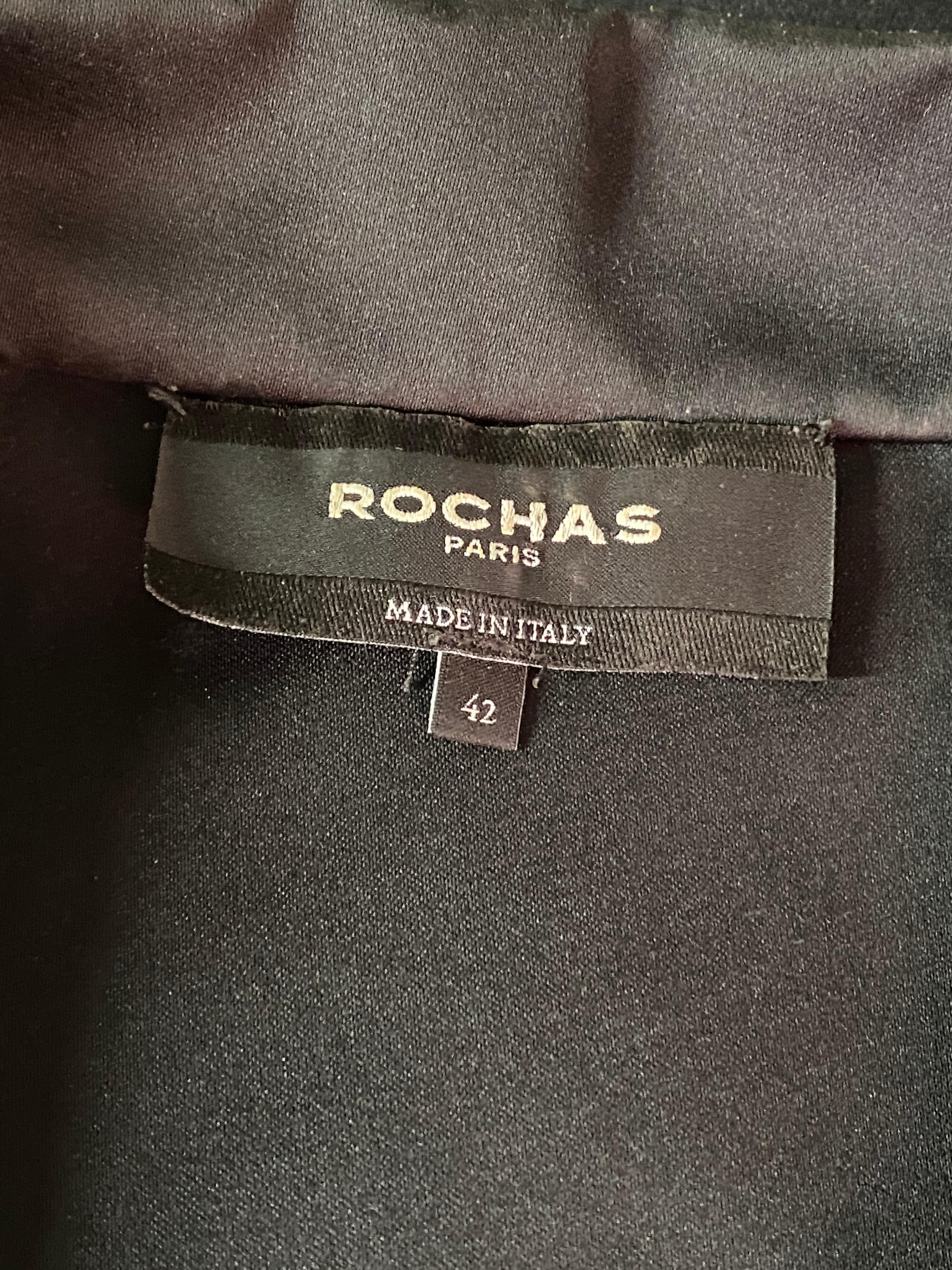 Rochas Black Short Sleeves Button Down Blouse Shirt Top, Size 42 For Sale 3