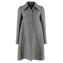 Rochas Black & White Micro-Houndstooth Wool Coat - US 8