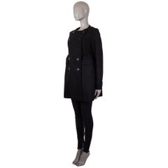 ROCHAS Schwarzer DOUBLE BREASTED Erbsenmantel aus Wollmischung 42 M