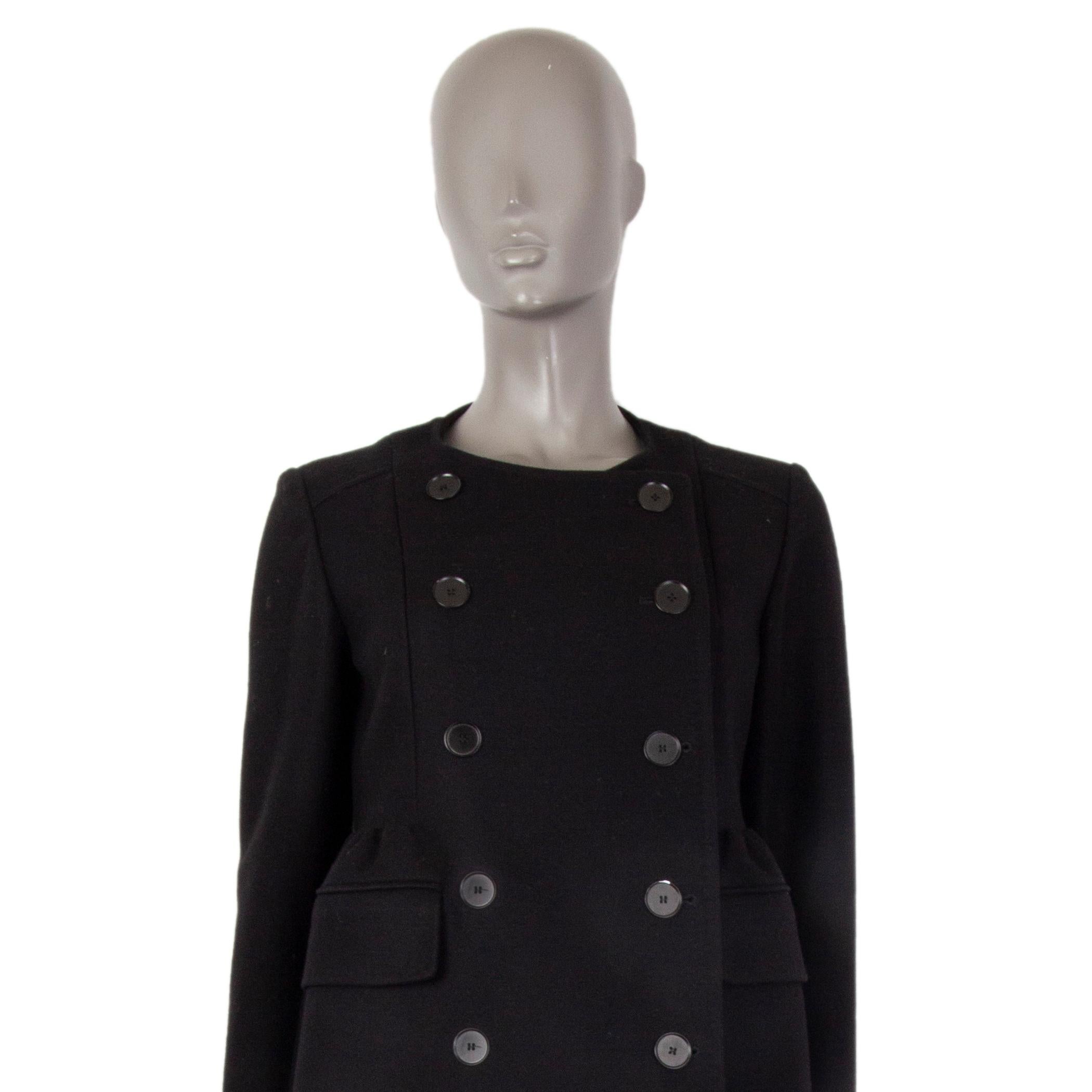 ROCHAS black wool blend DOUBLE BREASTED Peacoat Coat Jacket 42 M 1