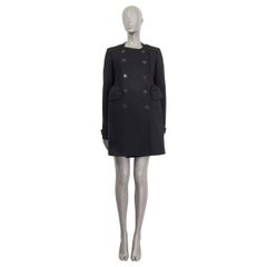 ROCHAS black wool blend DOUBLE BREASTED Peacoat Coat Jacket 44 L