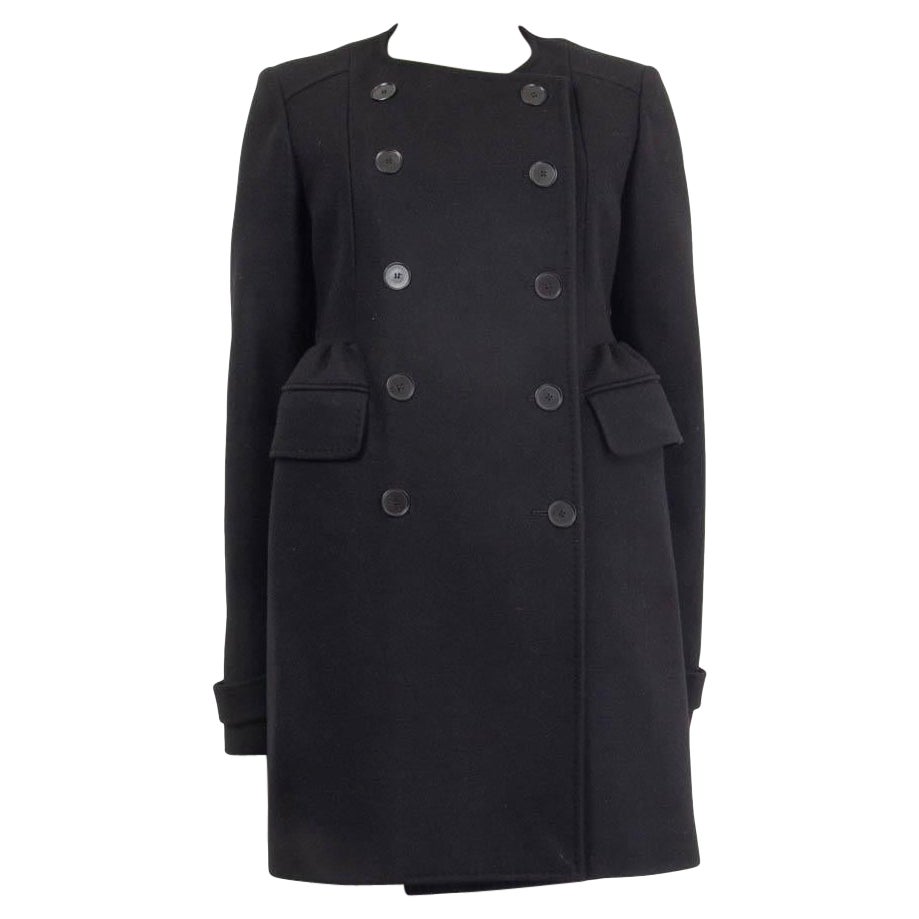 ROCHAS schwarzer BREASTED mantel aus Wollmischung mit DOPPELZ, 44 L