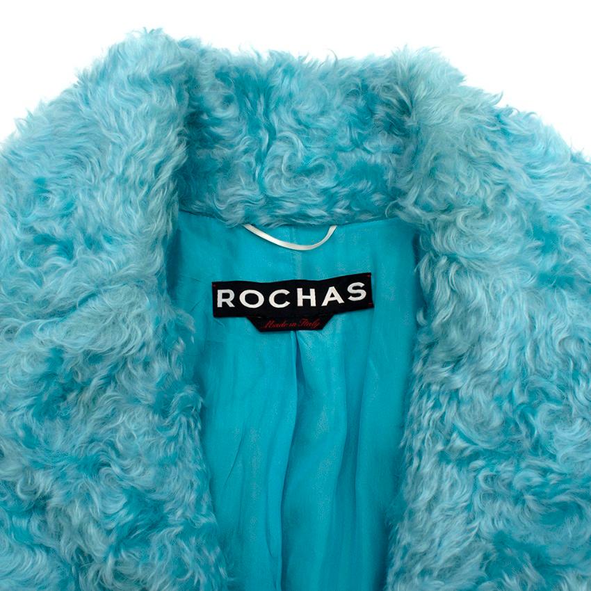Rochas Blue Faux Fur Belted Coat US6 3