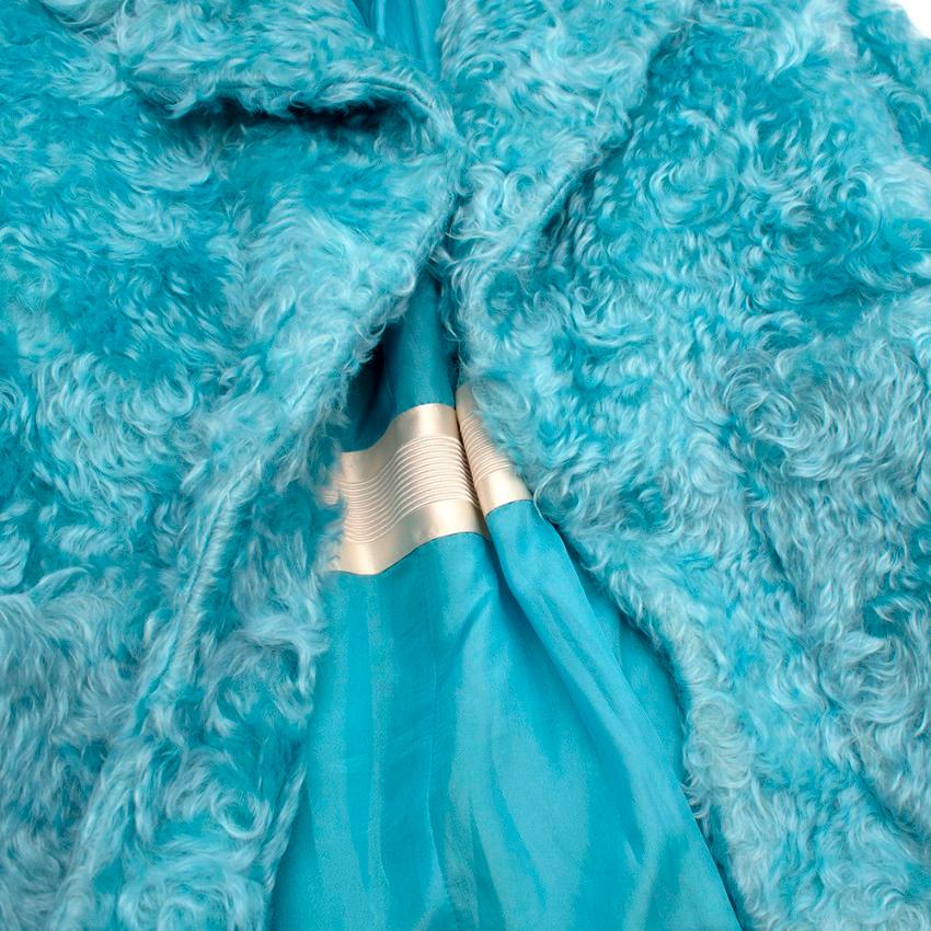 Rochas Blue Faux Fur Belted Coat US6 4